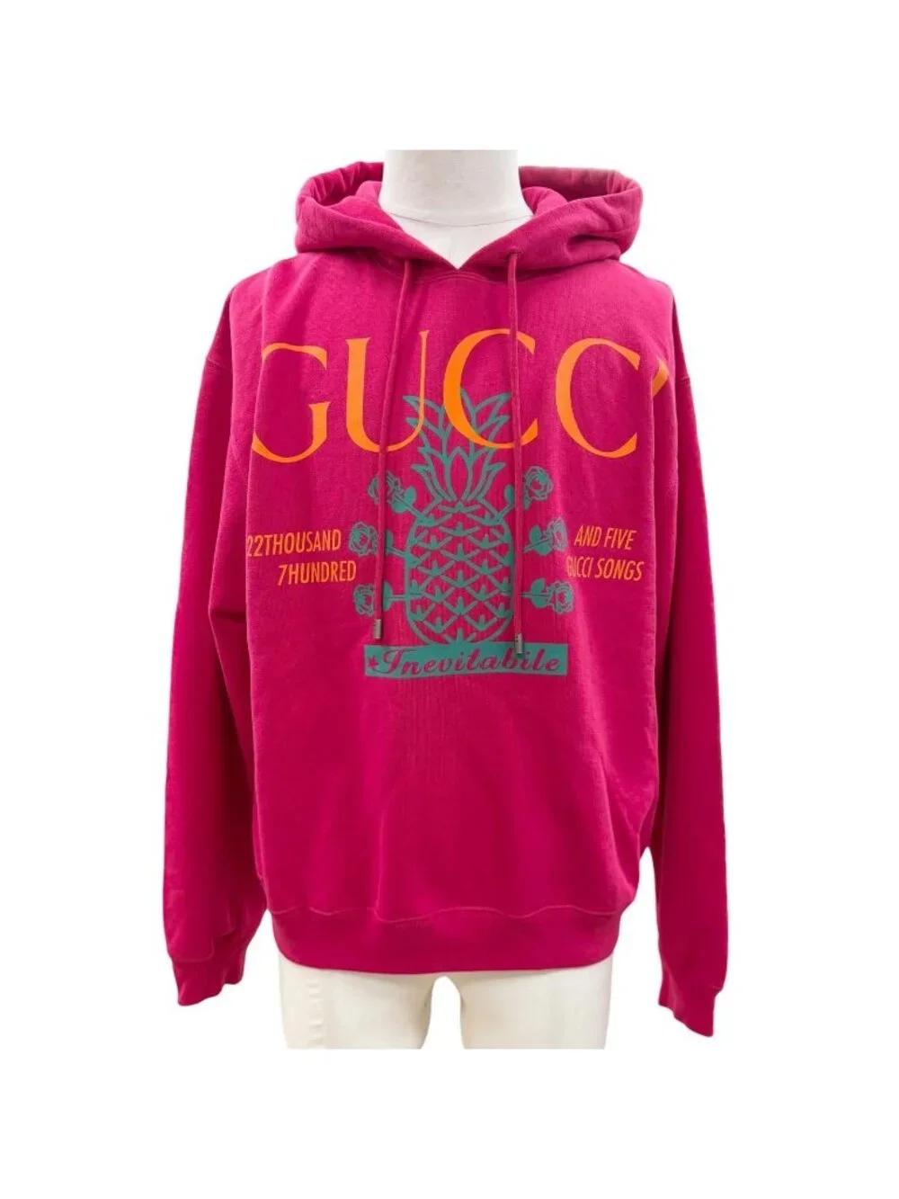 Gucci Cotton 100% Logo Print Pullover Hoodie Pink XS